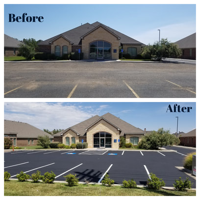 line striping before and after photo of community clubhouse